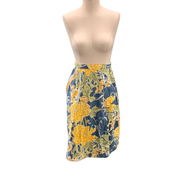 HANDMADE Floral Wrap Skirt – Waist 36" Adjustable with Ties - Picture 1 of 6